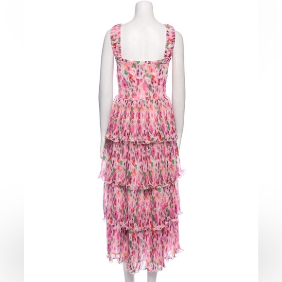 Ganni PLEATED GEORGETTE SMOCK MIDI DRESS - sugar plum - Picture 8 of 16